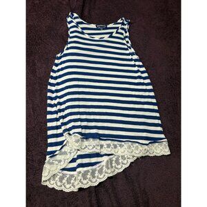 6 FOR $15 Girls size 16 striped tank top with lace bottom